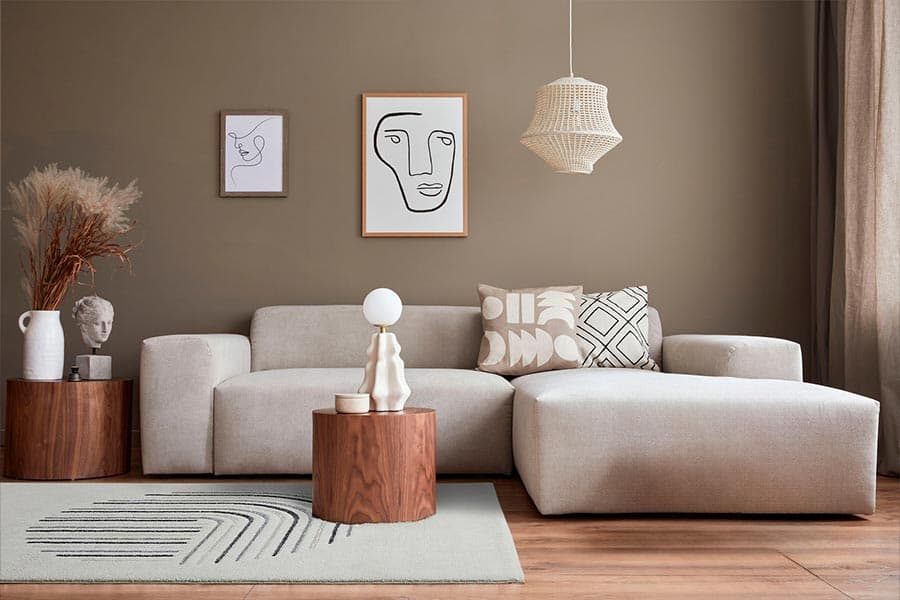 Wohnzimmer im Japandi Stil