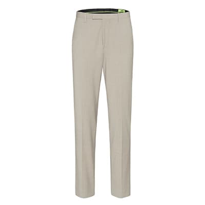Beige Herrenanzughose mit geradem Schnitt und verdecktem Reißverschluss, frontal abgebildet