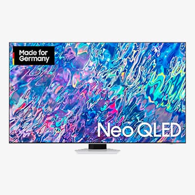 Made for Germany – Neo QLED Fernseher mit buntem abstraktem Bildschirmmuster