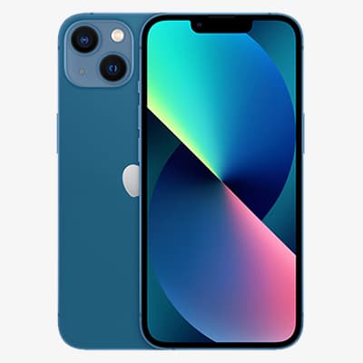 Zwei blaue Smartphones, eines zeigt die Rückseite mit zwei Kameras und das andere die Vorderseite mit farbigem Display