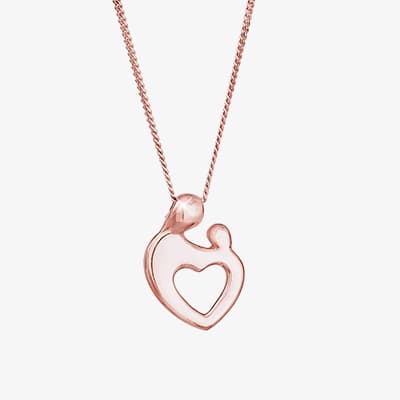 Halskette mit herzförmigem Anhänger, stilisierte Umarmung mit ausgestanztem Herz in der Mitte