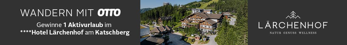 Wandern mit OTTO – gewinne 1 Aktivurlaub im Hotel Lärchenhof am Katschberg, Foto vom Hotel vor Bergkulisse