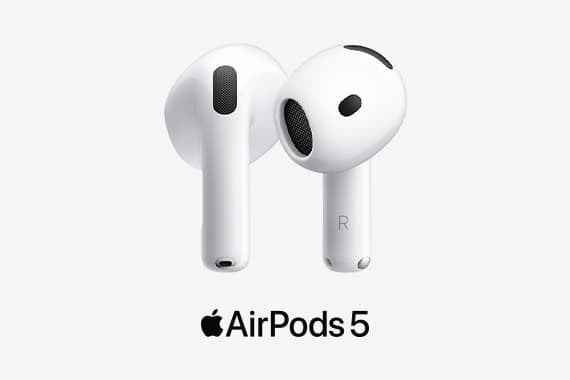 Apple AirPods 5 – zwei weiße kabellose Ohrhörer vor hellem Hintergrund
